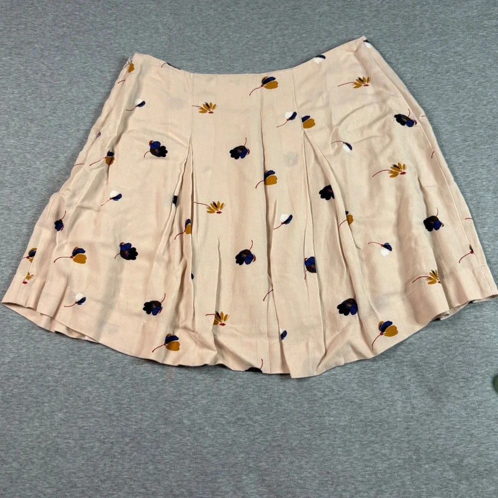Free People Floral Pleated Mini Skort Blush Pink Button Front Boho Cottagecore